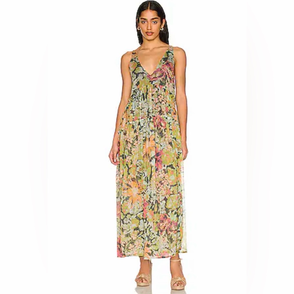 Free People Floral Maxi Dress in Green, Yellow, Orange - Picture 5 of 5